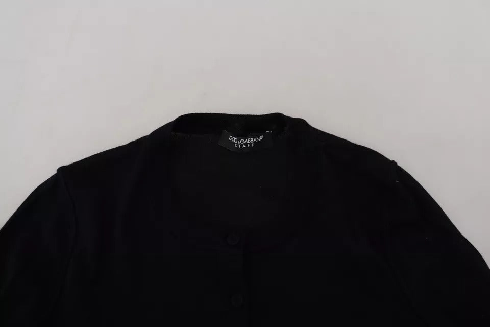 Dolce & Gabbana Schwarzer Pullover mit Rundhalsausschnitt und langen Ärmeln