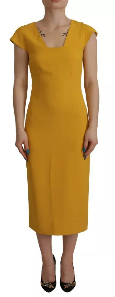 Dolce & Gabbana Gelbes ärmelloses Midikleid aus Viskose