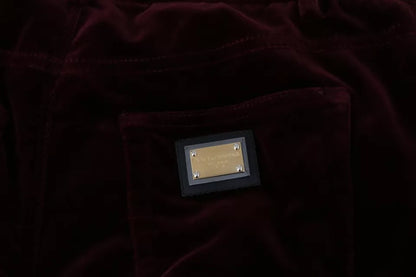 Dolce & Gabbana Bordeaux Samt Stretch Slim Fit Hose