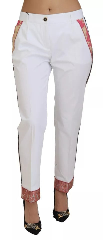Dolce & Gabbana Weiße Jacquard-Hose aus Baumwollmischung mit mittlerer Taille