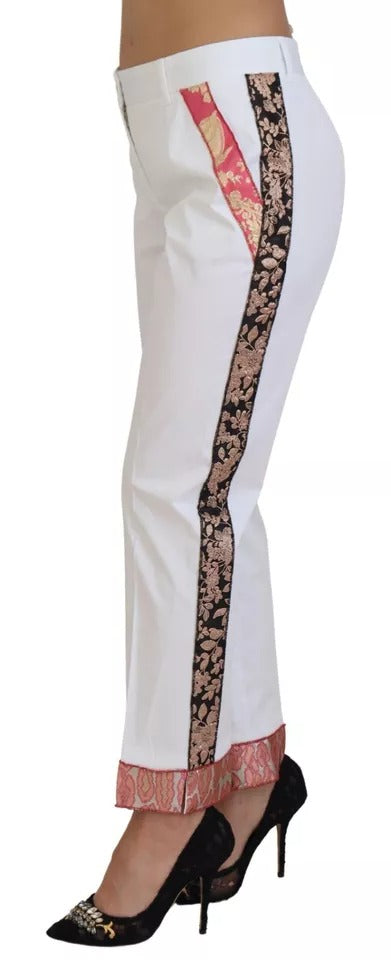 Dolce & Gabbana Weiße Jacquard-Hose aus Baumwollmischung mit mittlerer Taille