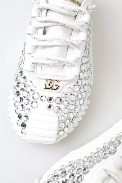 Dolce & Gabbana Weiß NS1 Canvas Leder verschönert Turnschuhe Schuhe