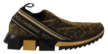 Dolce & Gabbana Gold Glitter Leopard Sorrento Sneakers Schuhe