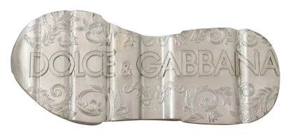 Dolce & Gabbana Weiß Silber Leder Daymaster Turnschuhe Schuhe