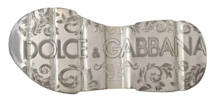 Dolce & Gabbana Weiß Silber Leder Daymaster Turnschuhe Schuhe