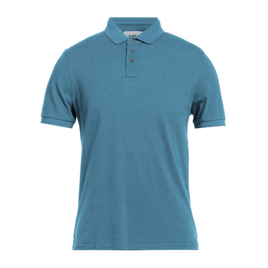Alpha Studio Hellblaues Baumwoll-Polohemd für Männer