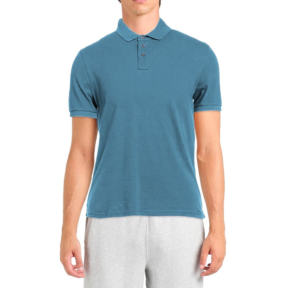 Alpha Studio Hellblaues Baumwoll-Polohemd für Männer
