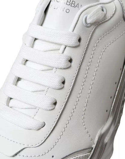Dolce & Gabbana Weiß Silber Daymaster Leder Turnschuhe Schuhe