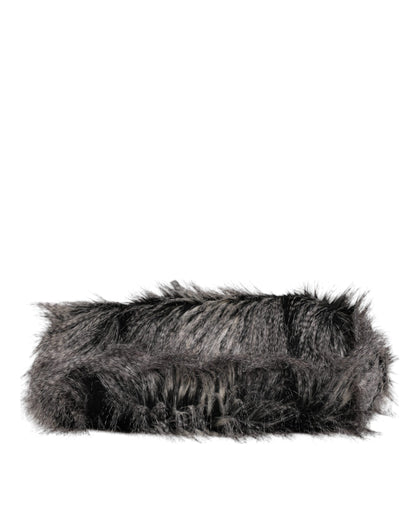 Dolce & Gabbana Schwarze Oversize-Kunstfell-Einkaufstasche