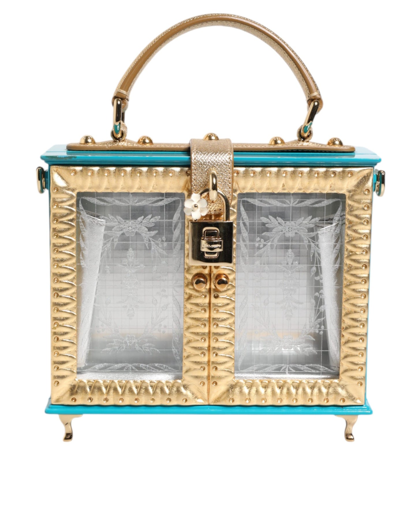 Dolce & Gabbana Türkis-Gold-Acryl-Leder Miss Dolce Top Handle Bag