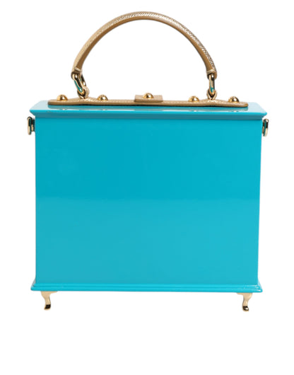 Dolce & Gabbana Türkis-Gold-Acryl-Leder Miss Dolce Top Handle Bag