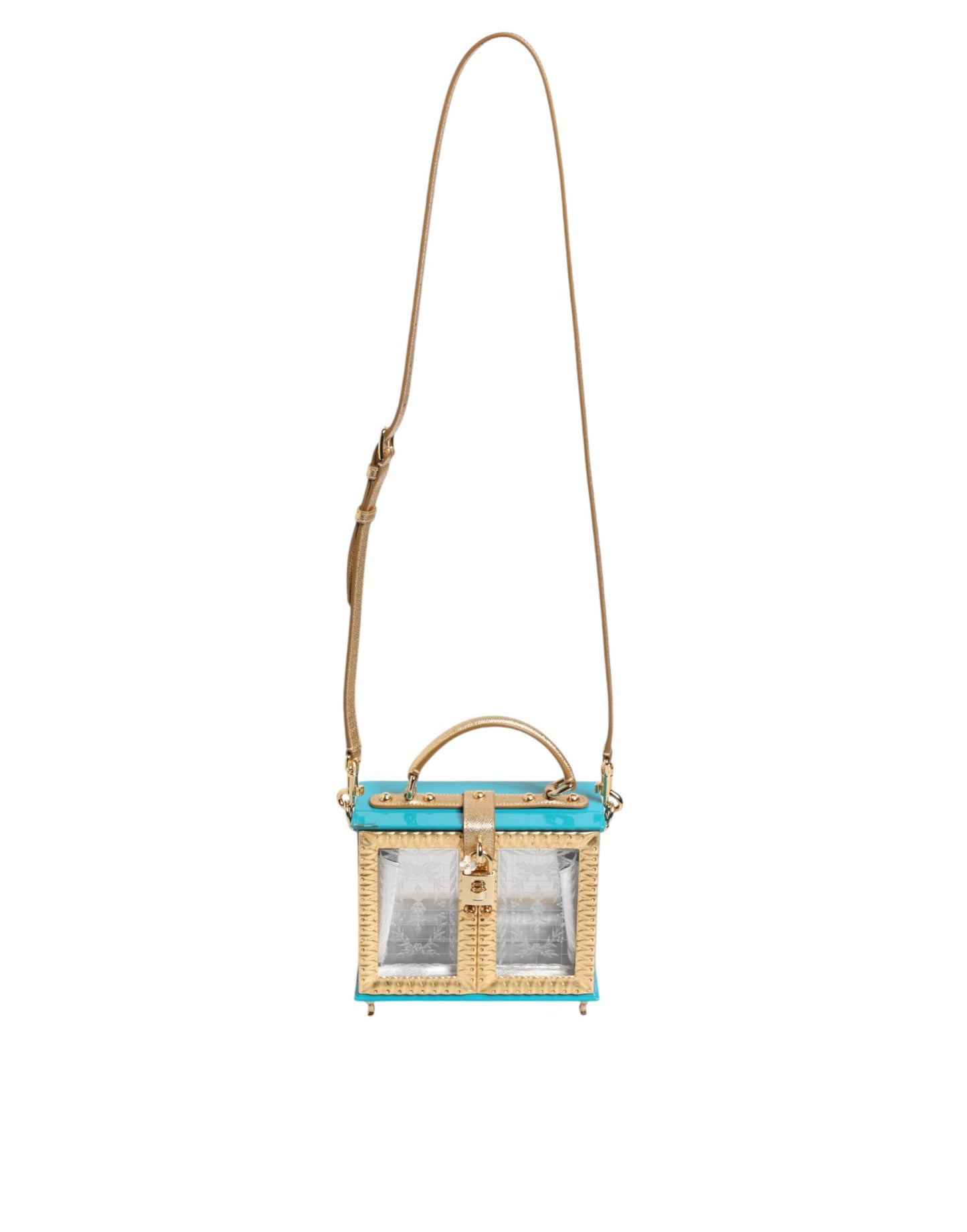 Dolce & Gabbana Türkis-Gold-Acryl-Leder Miss Dolce Top Handle Bag