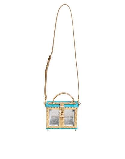 Dolce & Gabbana Türkis-Gold-Acryl-Leder Miss Dolce Top Handle Bag