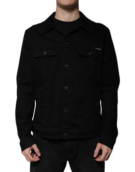 Dolce & Gabbana Schwarze DG Cotton Stretch Denim Jacke