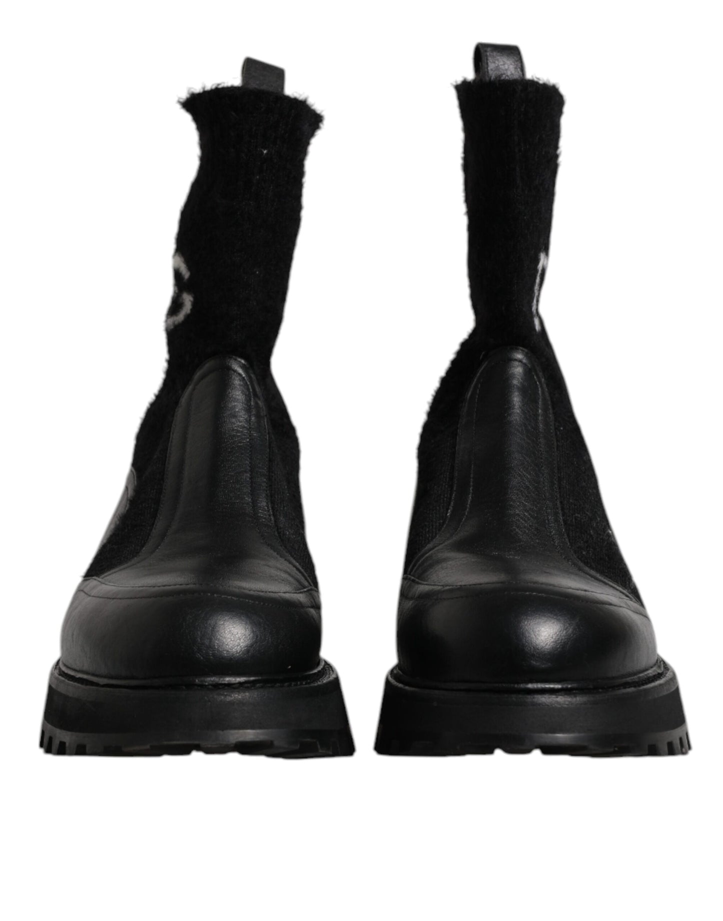 Dolce & Gabbana Schwarz DG Logo Horse Sock Ankle Boots Schuhe