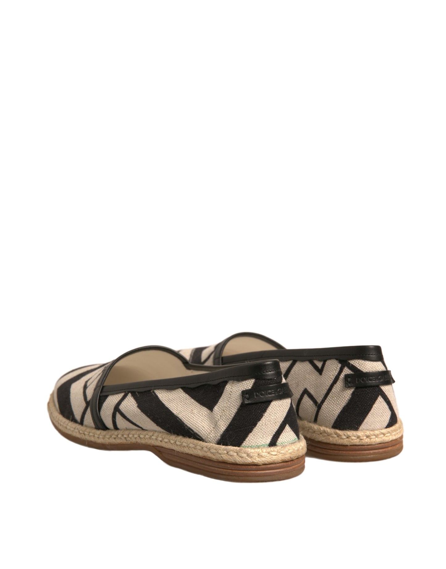 Dolce & Gabbana Schwarz Weiß Streifen Slip On Espadrille Schuhe