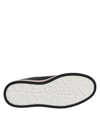 Dolce & Gabbana Schwarz Leder Low Top Männer Turnschuhe Schuhe