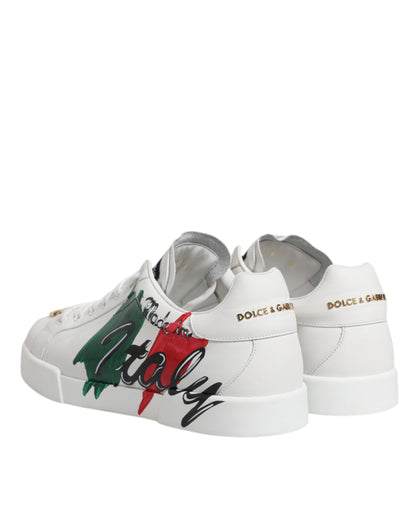 Dolce & Gabbana Weiß Portofino Made In Italy Print Turnschuhe Schuhe