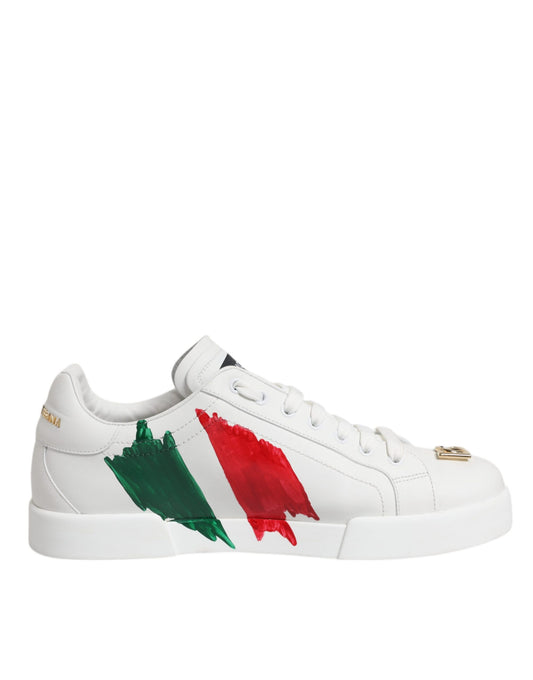 Dolce & Gabbana Weiß Portofino Made In Italy Print Turnschuhe Schuhe