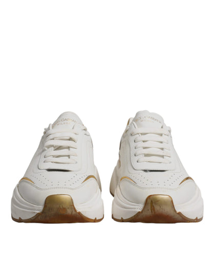 Dolce & Gabbana Weiß Gold DAYMASTER Leder Turnschuhe Schuhe