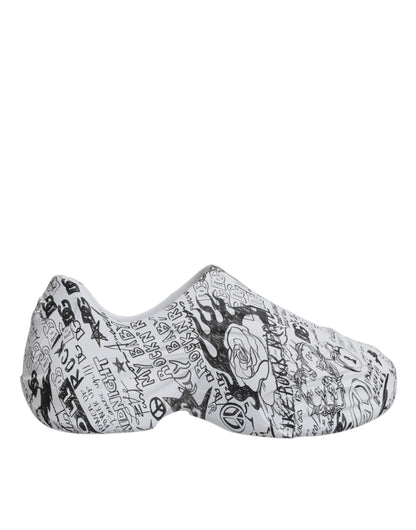 Dolce & Gabbana Weiß Schwarz Graffiti Daymaster Turnschuhe Schuhe