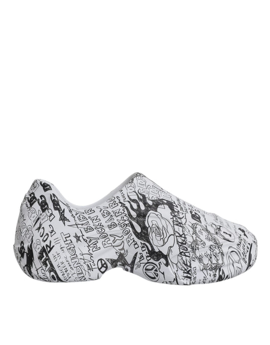 Dolce & Gabbana Weiß Schwarz Graffiti Daymaster Turnschuhe Schuhe
