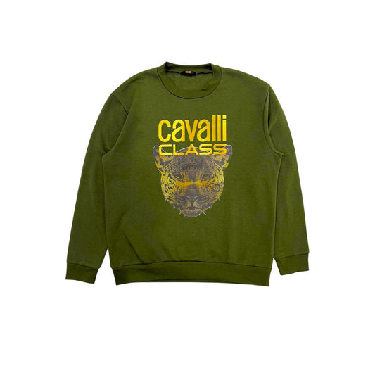 Cavalli Class Grüner Polyester-Hoodie für Männer
