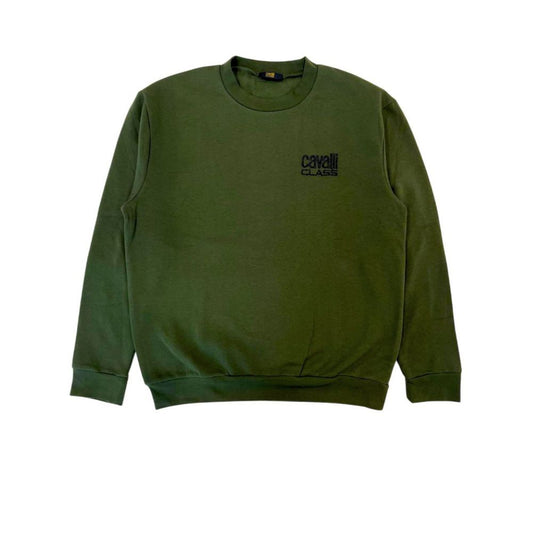 Cavalli Class Grüner Baumwollpullover für Männer