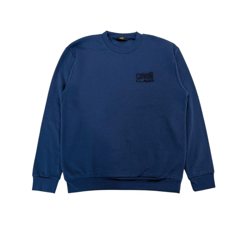 Cavalli Class Blauer Baumwollpullover für Männer