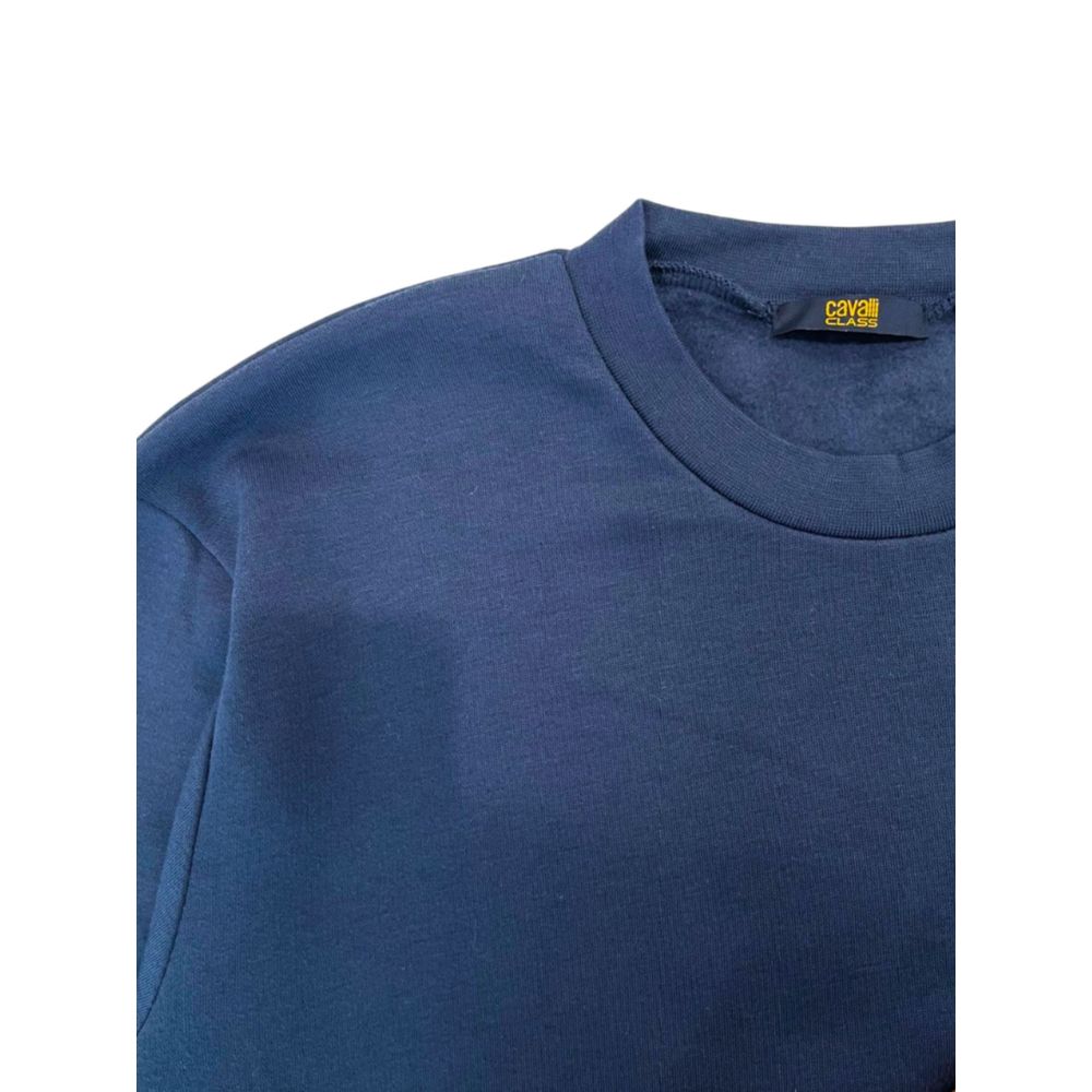 Cavalli Class Blauer Baumwollpullover für Männer