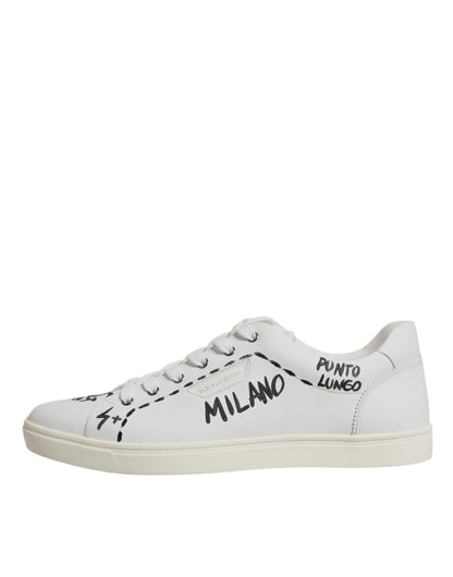 Dolce & Gabbana Weiß Leder Milano Low Top Turnschuhe Schuhe