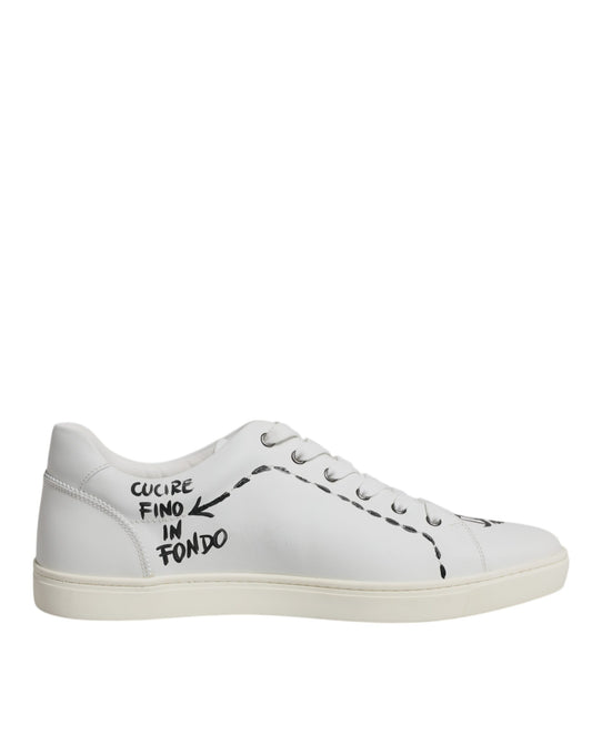 Dolce & Gabbana Weiß Leder Milano Low Top Turnschuhe Schuhe