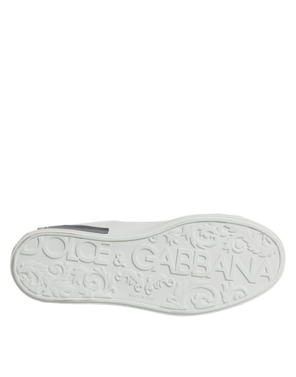 Dolce & Gabbana Weiß Schwarz Leder Portofino Turnschuhe Schuhe