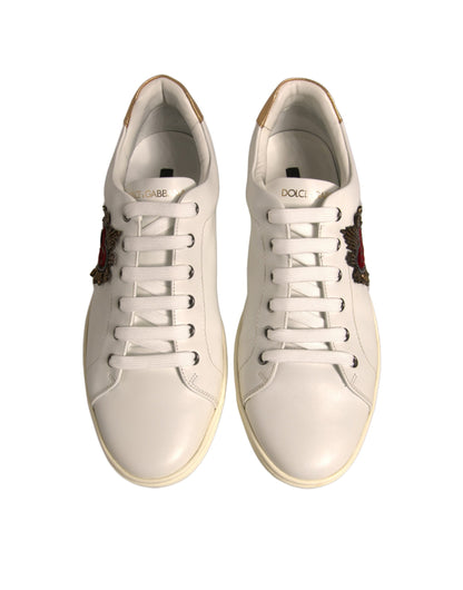 Dolce & Gabbana Weiß Leder Herz verschönert Turnschuhe Schuhe