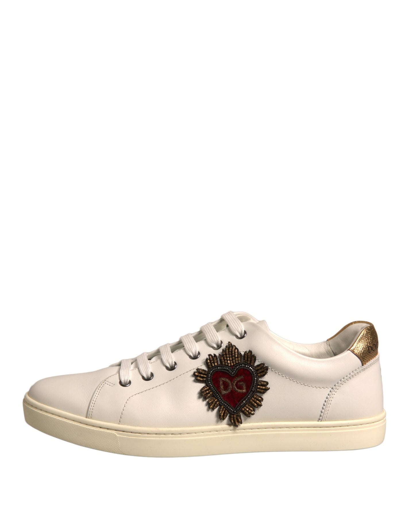 Dolce & Gabbana Weiß Leder Herz verschönert Turnschuhe Schuhe