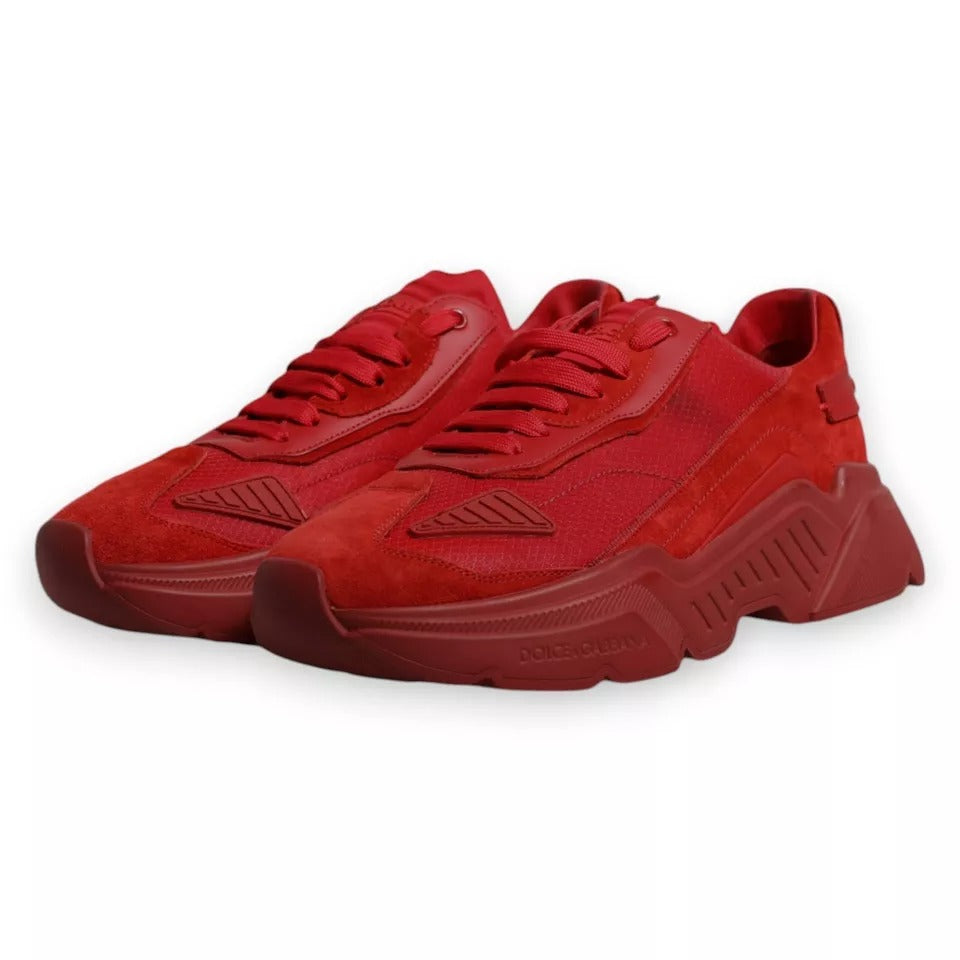 Dolce & Gabbana Rote Leder Daymaster Low Top Sneakers Schuhe