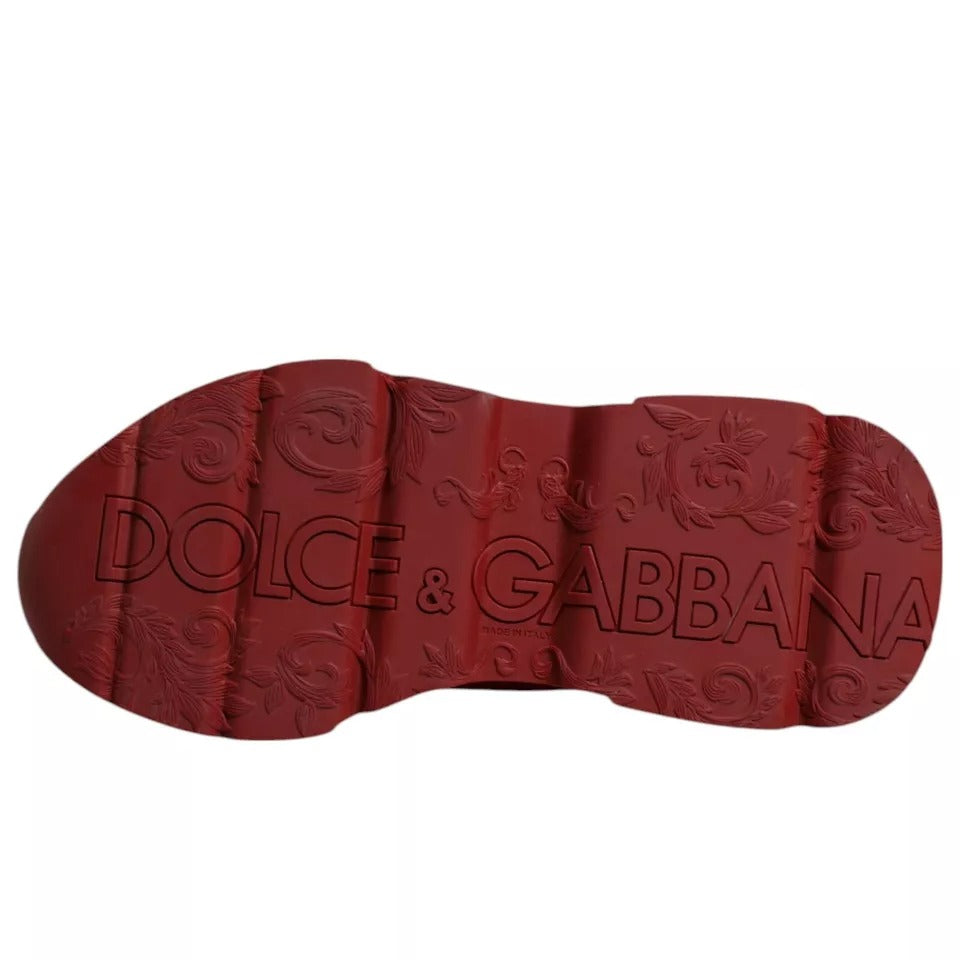 Dolce & Gabbana Rote Leder Daymaster Low Top Sneakers Schuhe