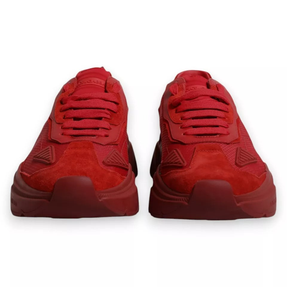 Dolce & Gabbana Rote Leder Daymaster Low Top Sneakers Schuhe
