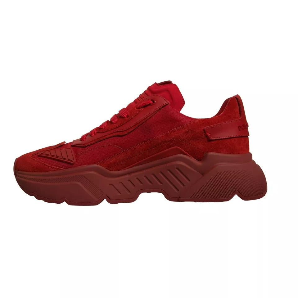 Dolce & Gabbana Rote Leder Daymaster Low Top Sneakers Schuhe