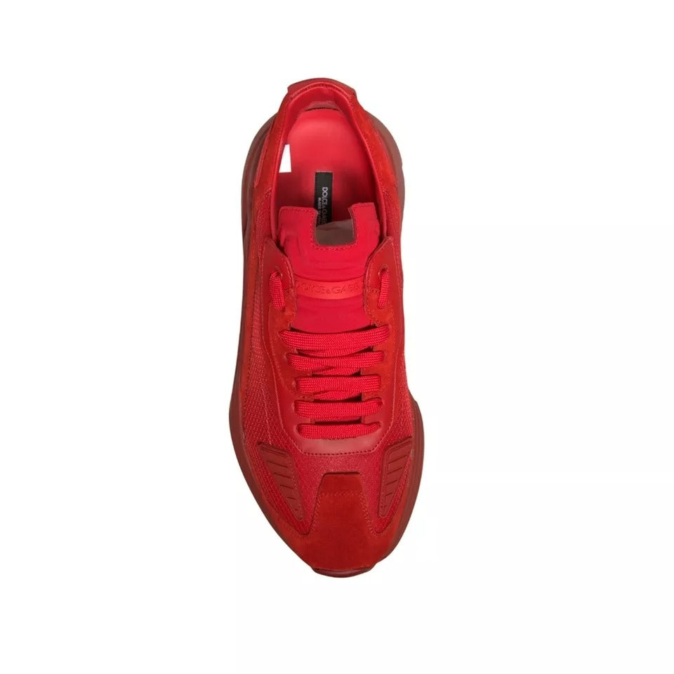 Dolce & Gabbana Rote Leder Daymaster Low Top Sneakers Schuhe