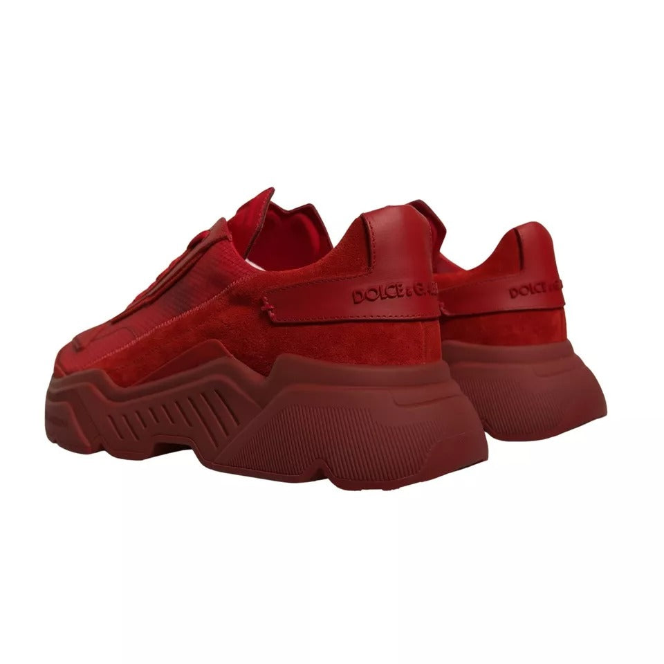 Dolce & Gabbana Rote Leder Daymaster Low Top Sneakers Schuhe