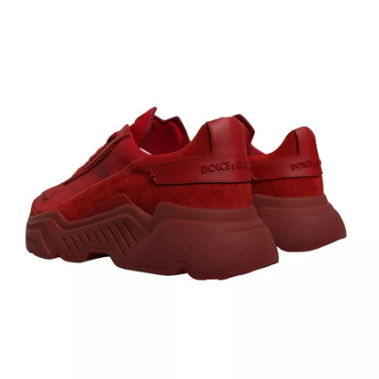 Dolce & Gabbana Rote Leder Daymaster Low Top Sneakers Schuhe