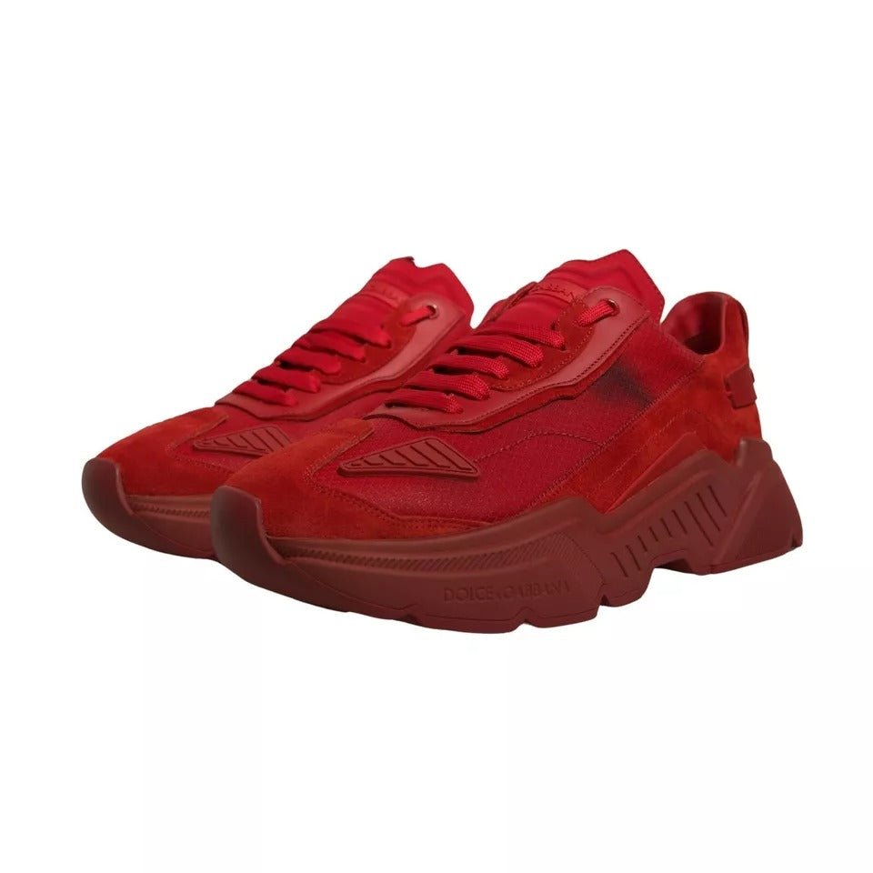 Dolce & Gabbana Rote Leder Daymaster Low Top Sneakers Schuhe