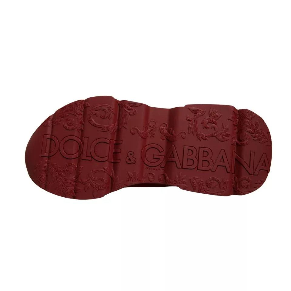 Dolce & Gabbana Rote Leder Daymaster Low Top Sneakers Schuhe