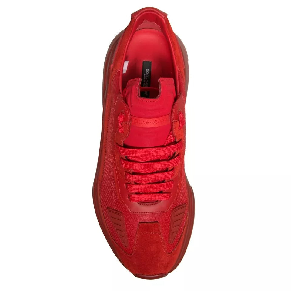 Dolce & Gabbana Rote Leder Daymaster Low Top Sneakers Schuhe