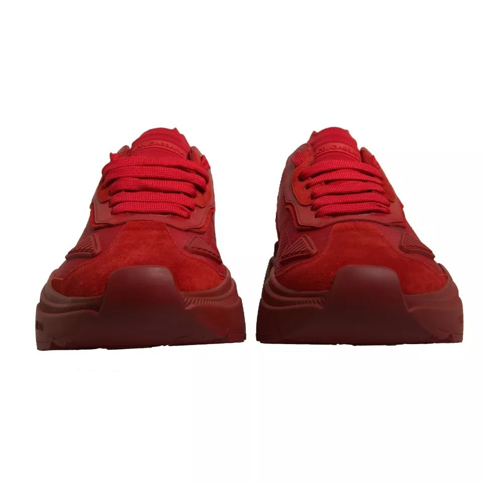 Dolce & Gabbana Rote Leder Daymaster Low Top Sneakers Schuhe