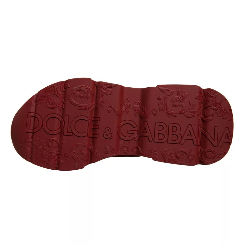 Dolce & Gabbana Rote Leder Daymaster Low Top Sneakers Schuhe