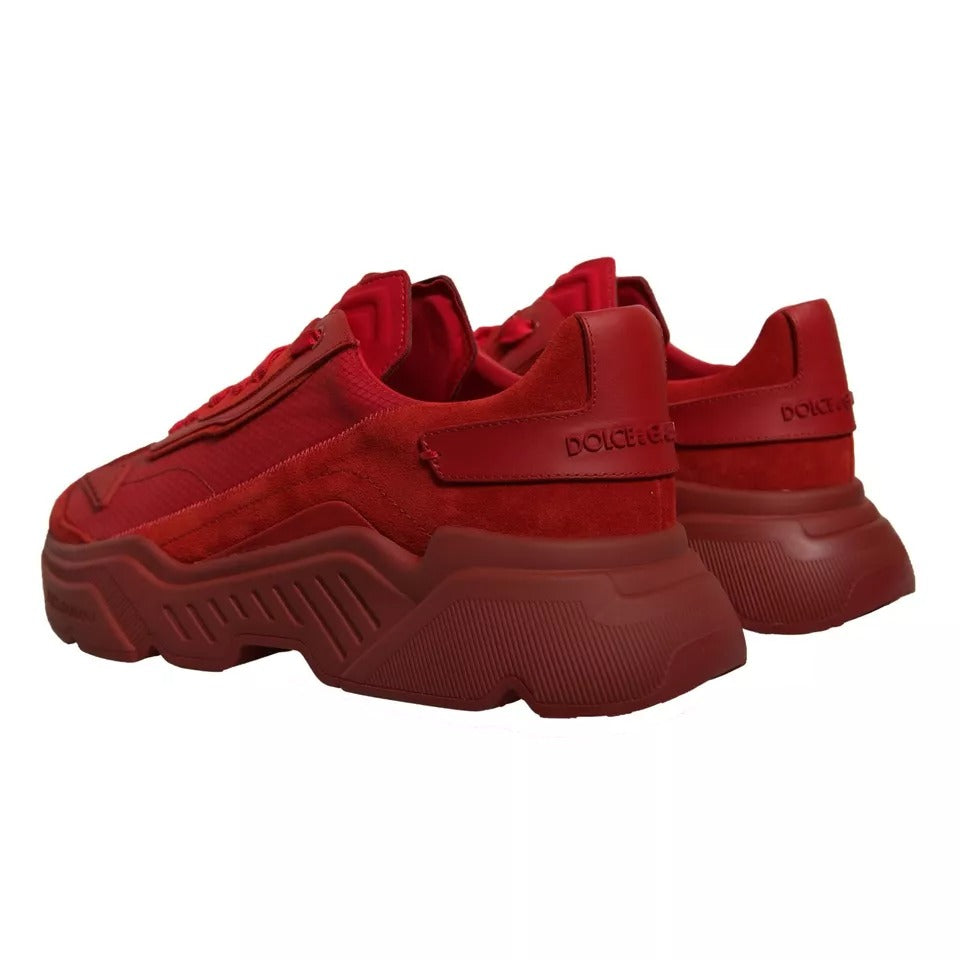 Dolce & Gabbana Rote Leder Daymaster Low Top Sneakers Schuhe