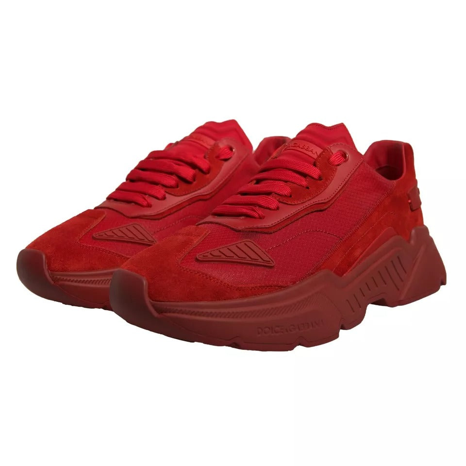 Dolce & Gabbana Rote Leder Daymaster Low Top Sneakers Schuhe