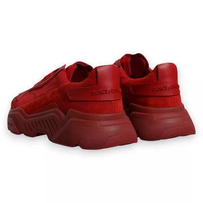 Dolce & Gabbana Rote Leder Daymaster Low Top Sneakers Schuhe